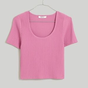 Madewell Pink Ottoman Ribbed Sweater Tee